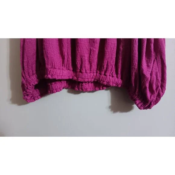 Free People Large Ombre Cora Lee Off The Shoulder Boho Beach Pink Classic Top - Picture 2 of 5